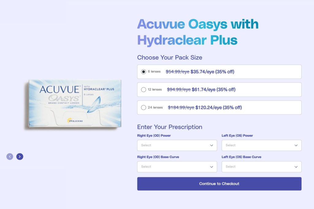 Hubble Contacts ACUVUE OASYS with Hydraclear Plus