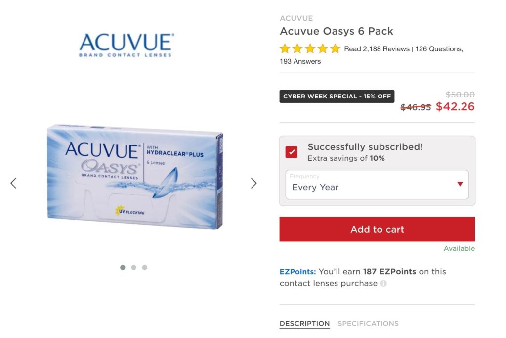 ACUVUE OASYS With Hydraclear Plus with subscriber discount