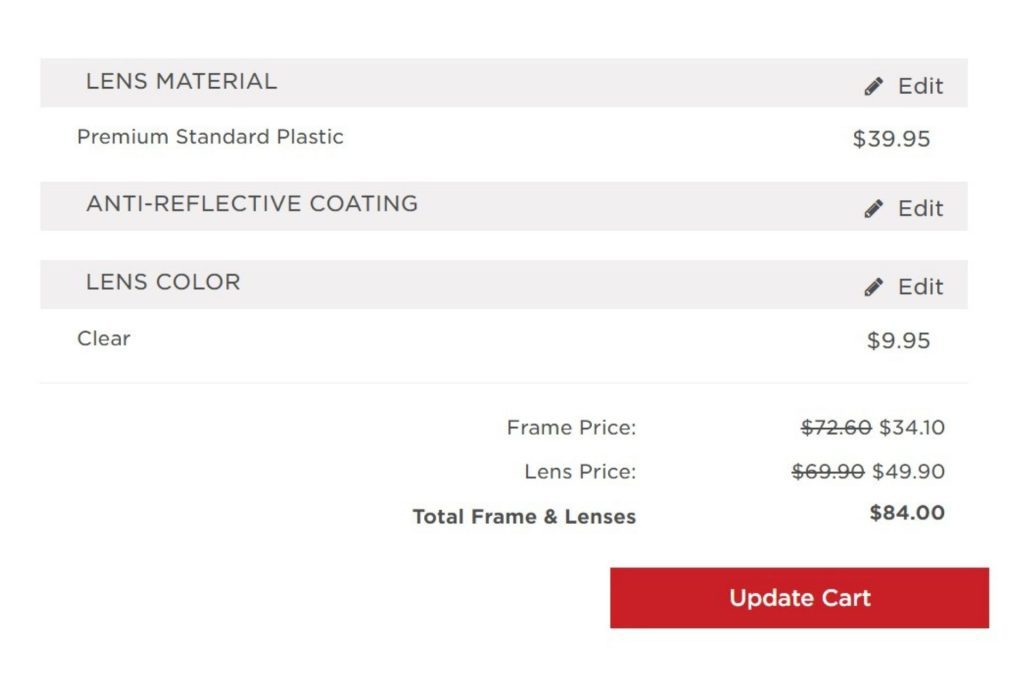 EZContacts Checkout Page