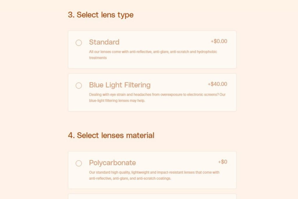 Hubble Contacts Select Lens Type Page