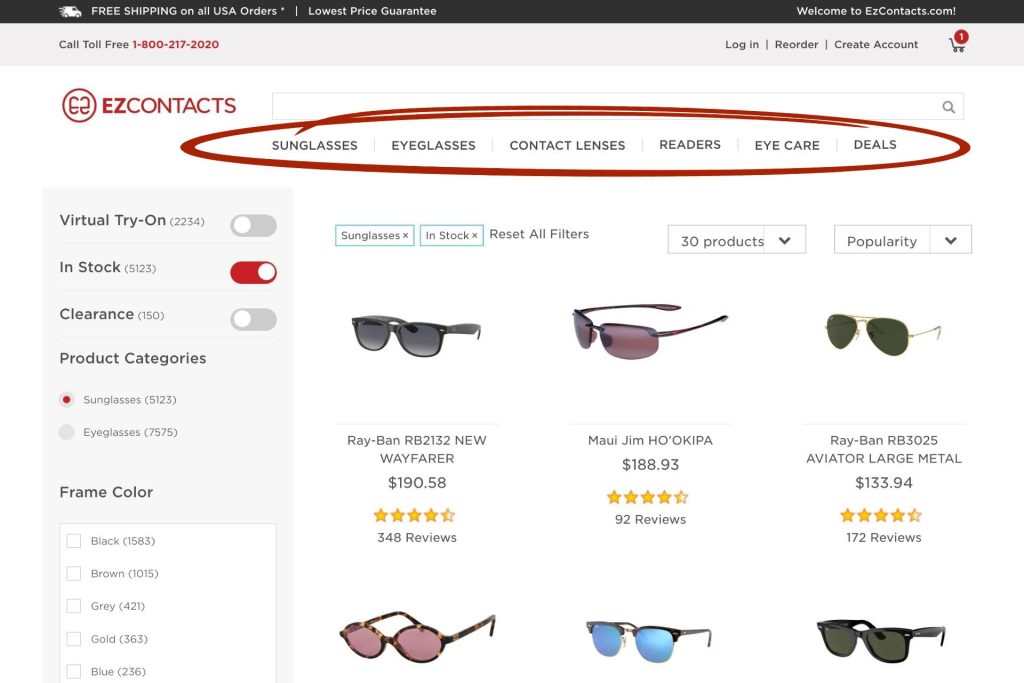 EZContacts navigation bar