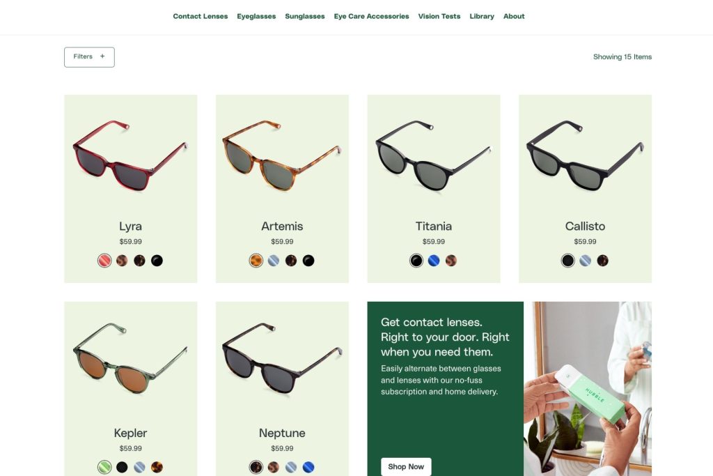 Hubble Contacts sunglasses options