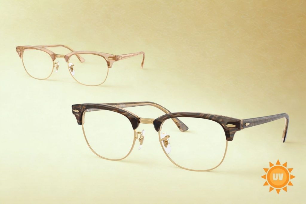 Ray-Ban RX5154 CLUBMASTER eyeglasses featuring brown frames