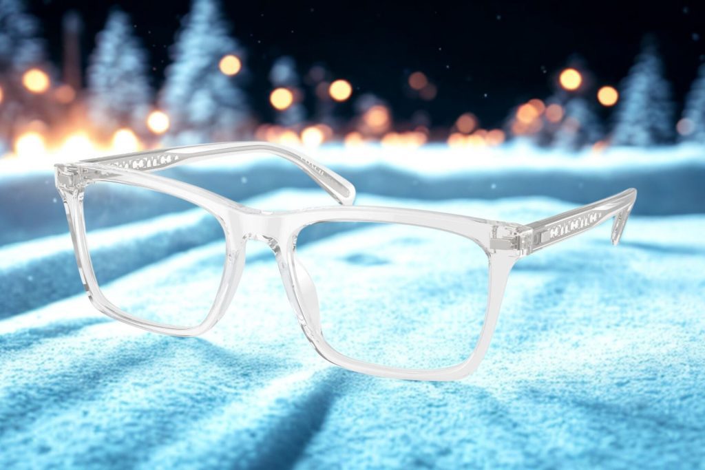 Clear plastic frames with stylized temple arms