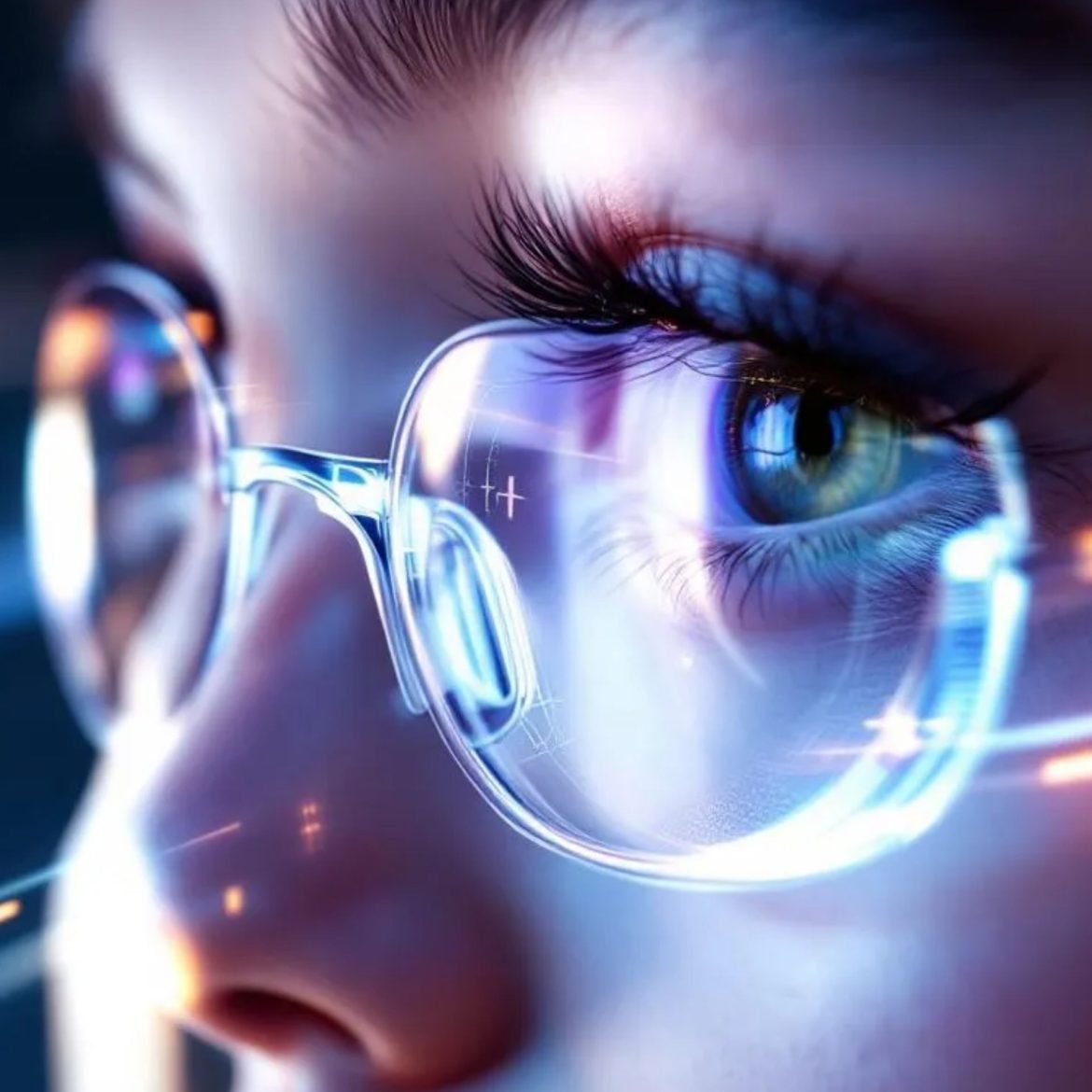 A close-up of a child, wearing eyeglasses