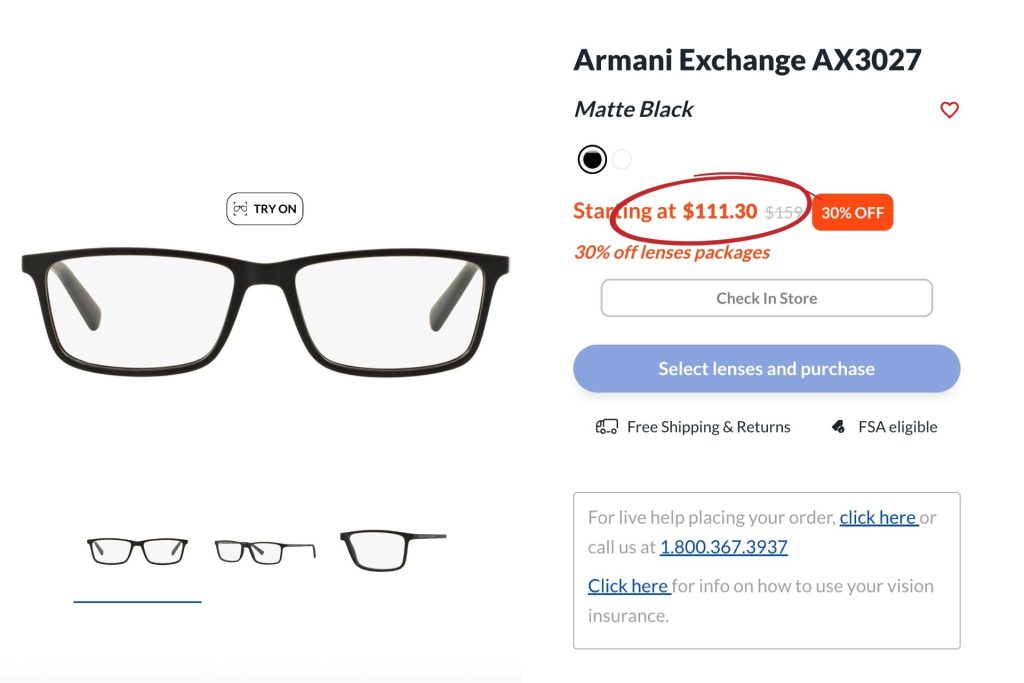 For Eyes Armani Exchange AX2027 glasses