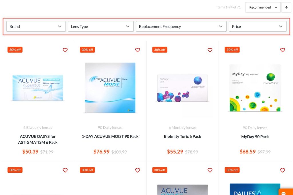 For Eyes contact lens filters