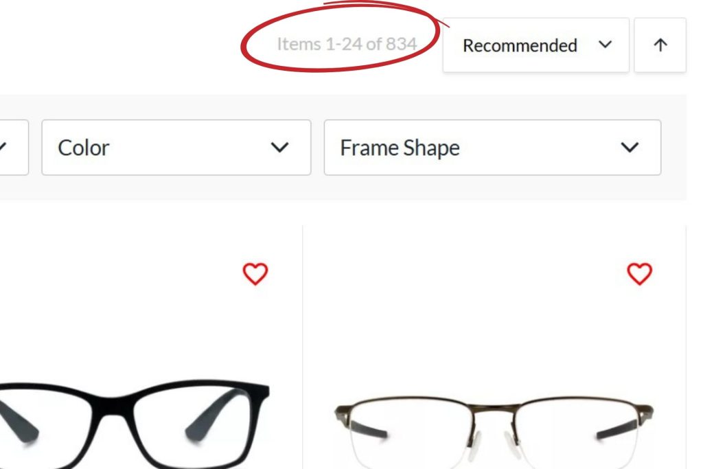 Number of glasses at For Eyes