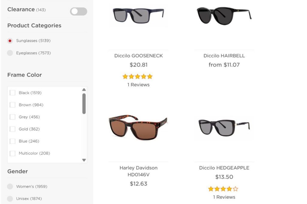 EZContacts Sunglasses Page