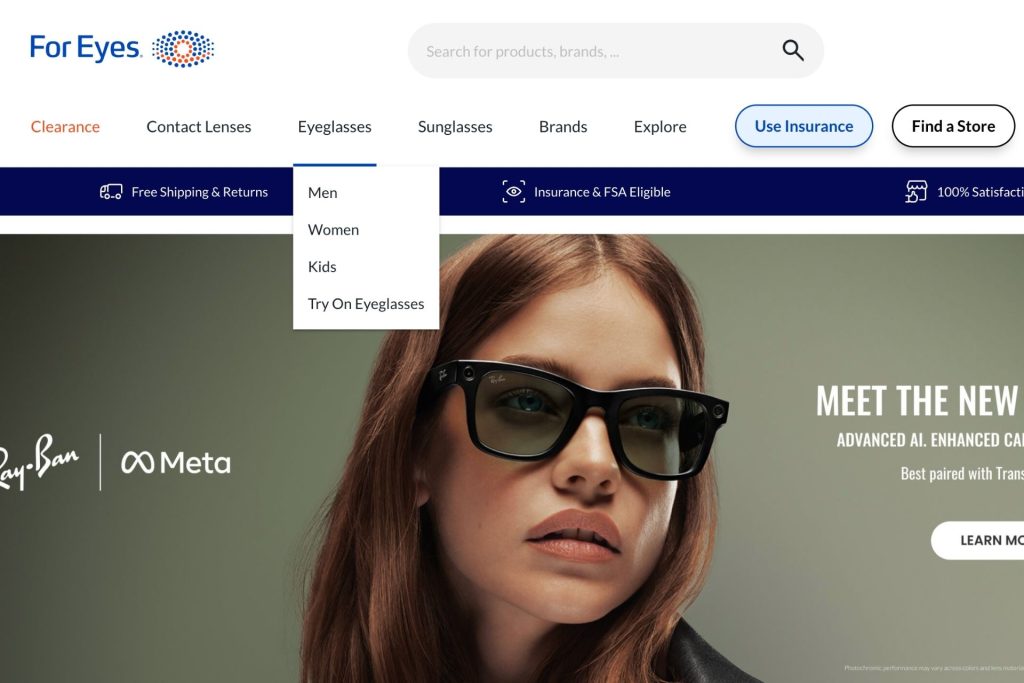 For Eyes navigation bar