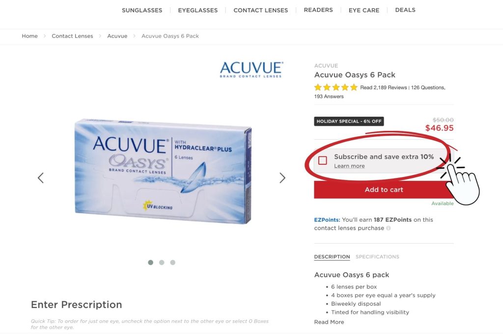 ACUVUE Oasys 6 Pack contact lenses