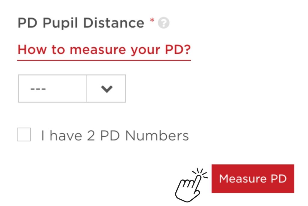 Measure pupillary distance button