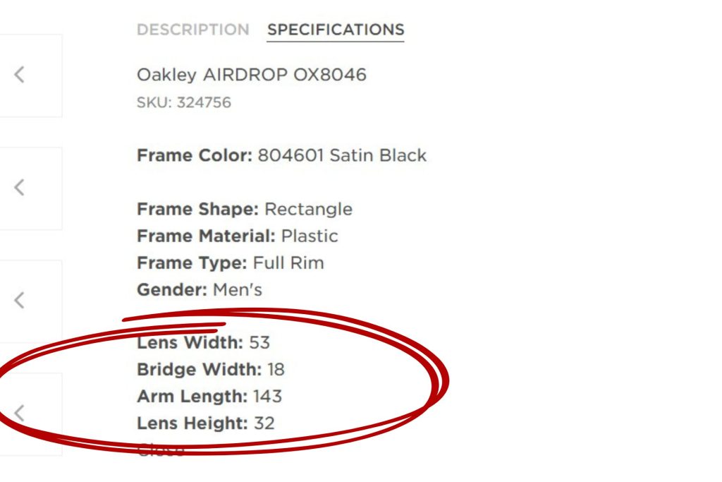 Glasses measurements on EZContacts