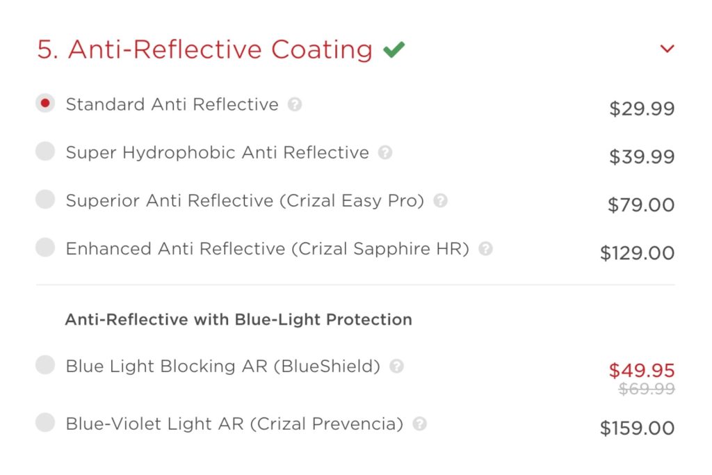 Anti-reflective coating options