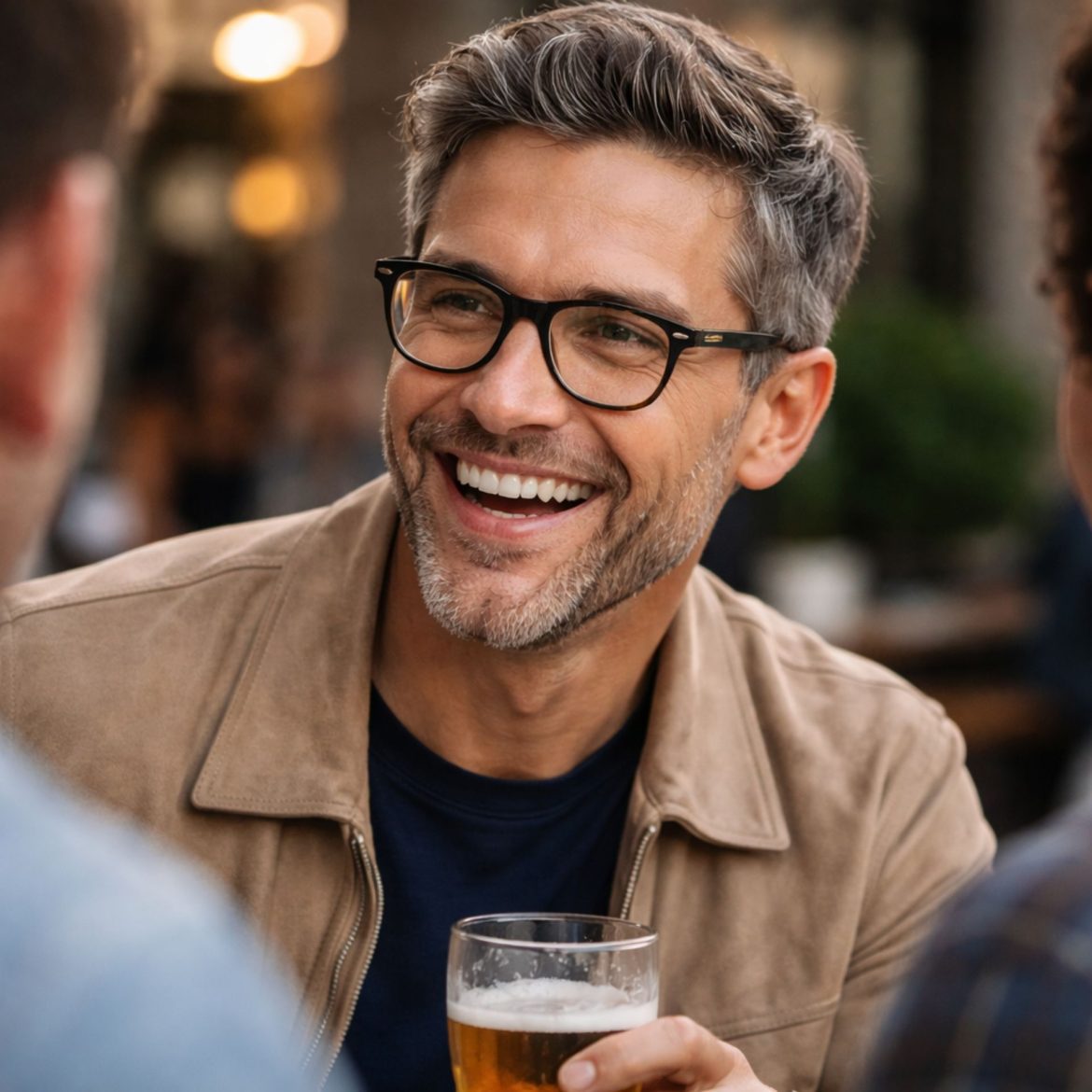 Man Wearing Nuance Audio Glasses Man wearing Nuance Audio Glasses