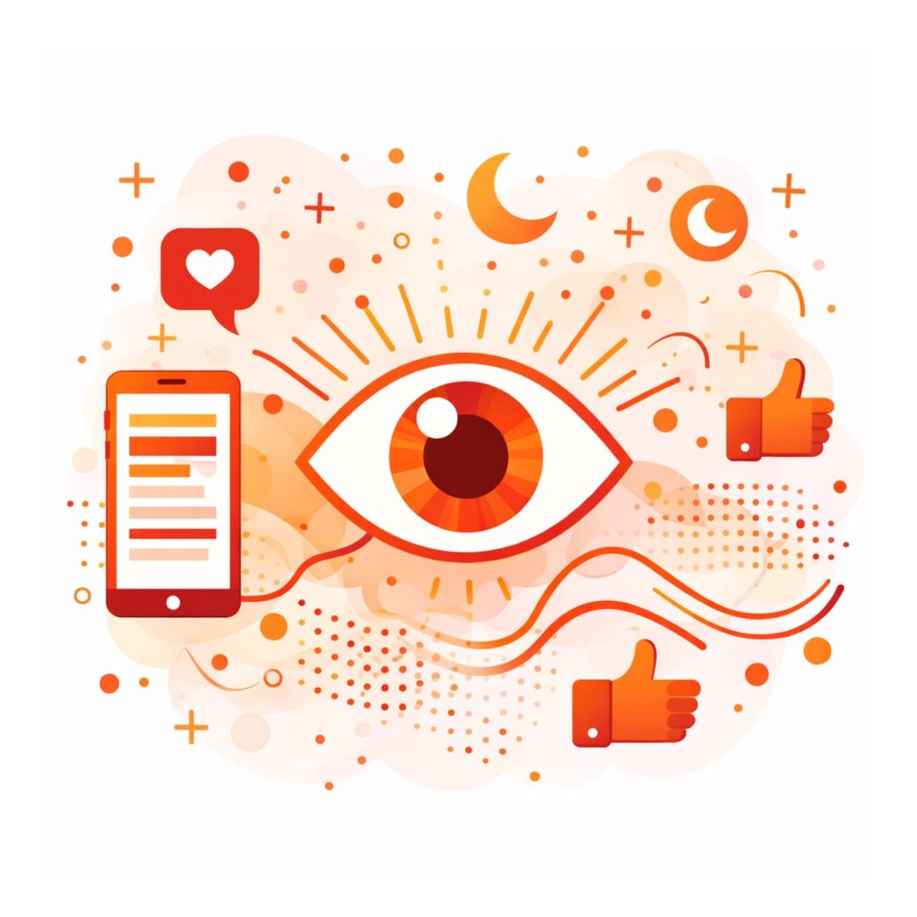 Illustration of a Human Eye Connected to a Smartphone