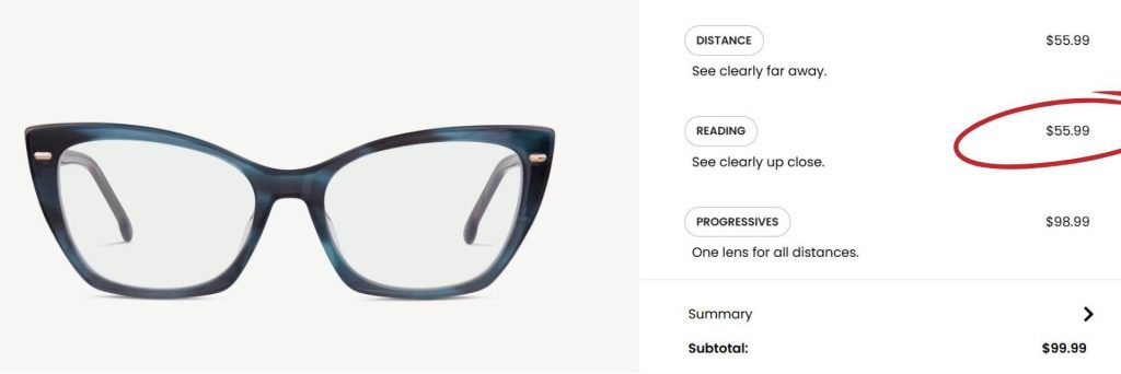 Lens price at Stanton Optical