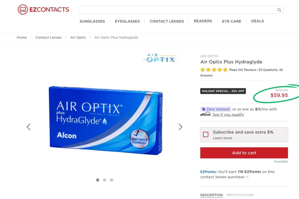 AIR OPTIX Plus HydraGlade at EZContacts