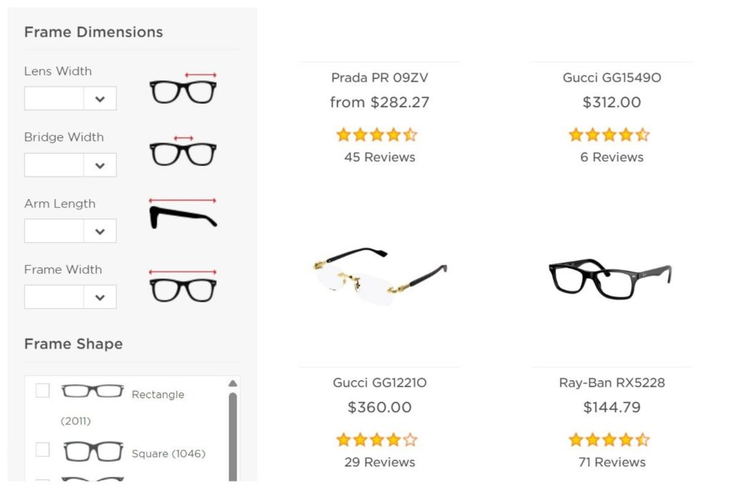 EZContacts glasses filters