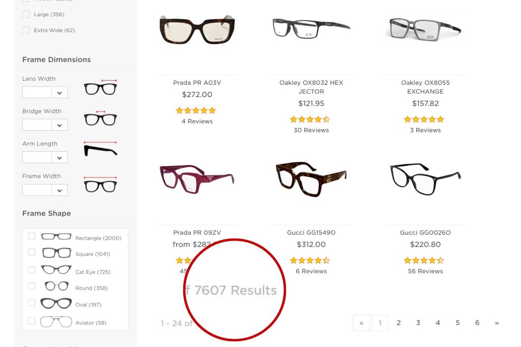 EZContacts number of eyeglasses