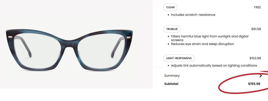 Final price of Carrera 3036 glasses at Stanton Optical