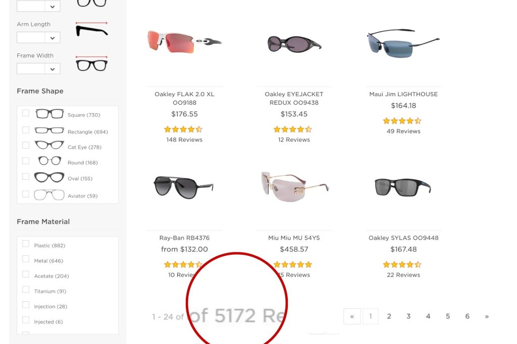 EZContacts Number of Sunglasses