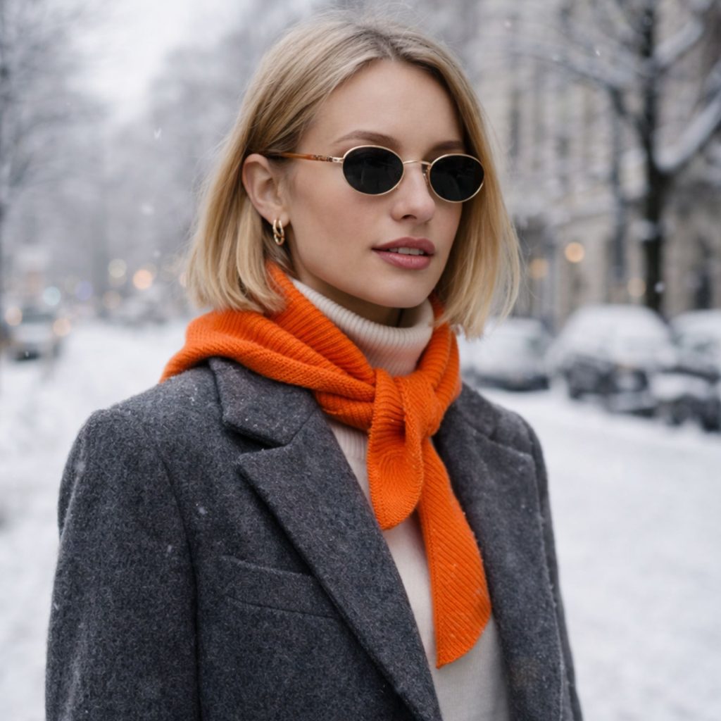 Woman wearing triangle scarf