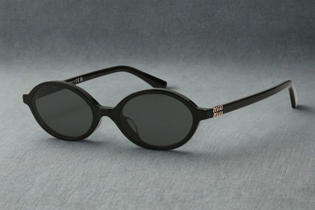 Miu Miu MU 04ZSF oval black sunglasses