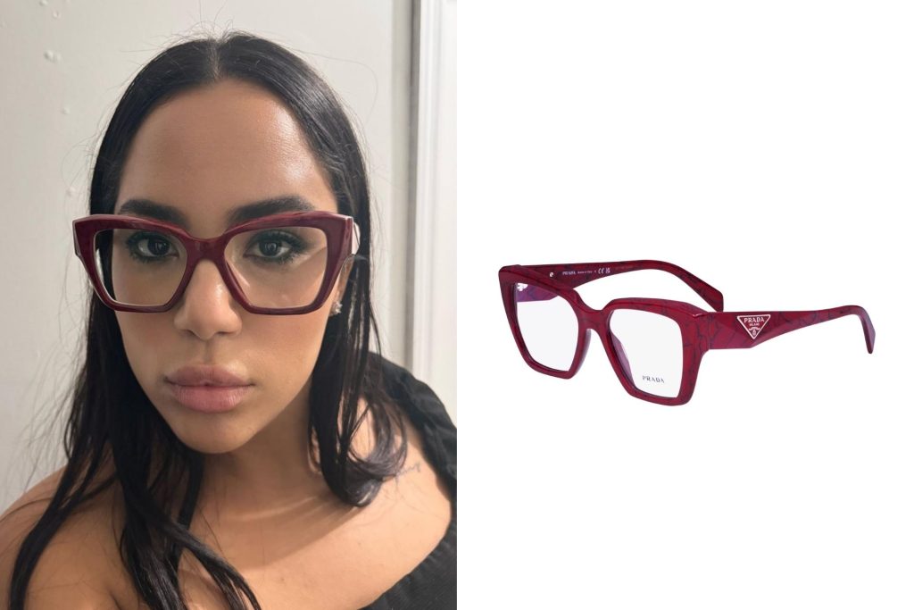 Prada PR 09ZV glasses featuring red frames