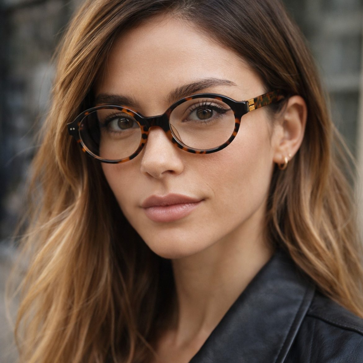 Stylish Woman Wearing Bayonetta Glasses Stylish woman wearing Bayonetta glasses