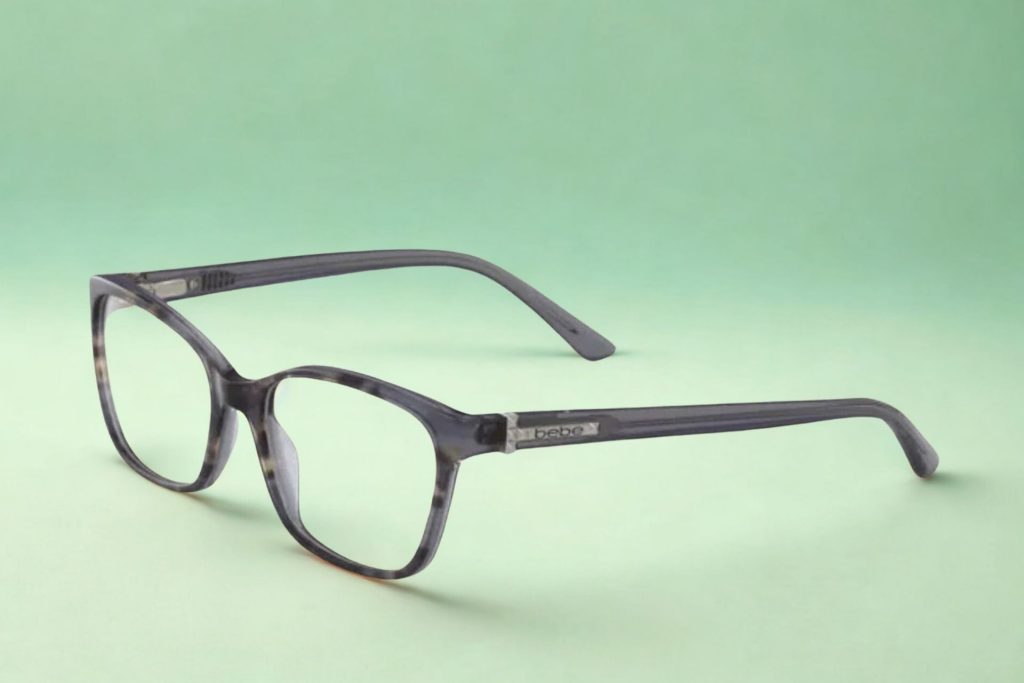 Bebe BB5126 glasses featuring gray patterned frames