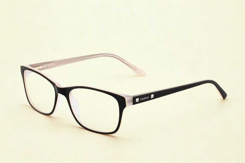 Bebe 5075 rectangular glasses featuring black frames