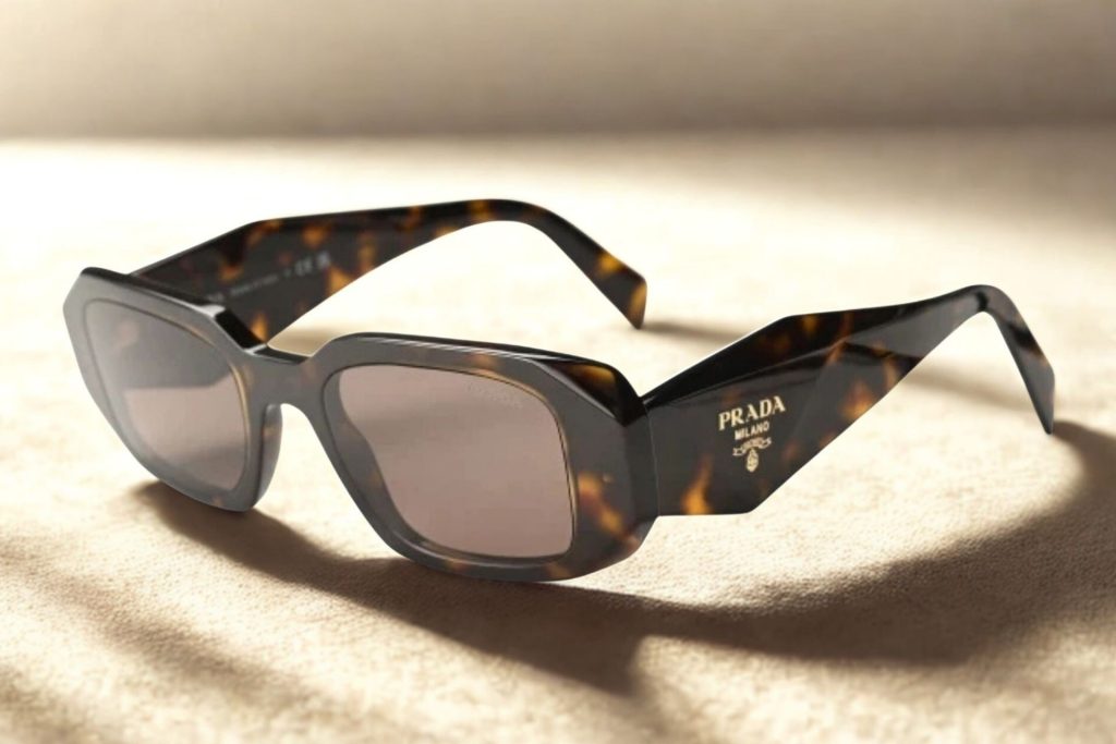 Prada PR 17WS tortoise rectangular sunglasses