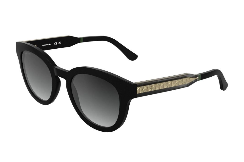 Lacoste L6070S black sunglasses featuring gray lenses