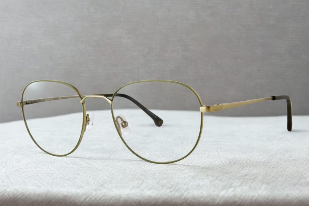 Elliott Ives JUTE round glasses featuring metal frames
