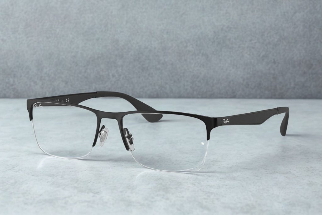 Ray-Ban RX6335 rectangular glasses featuring black frames