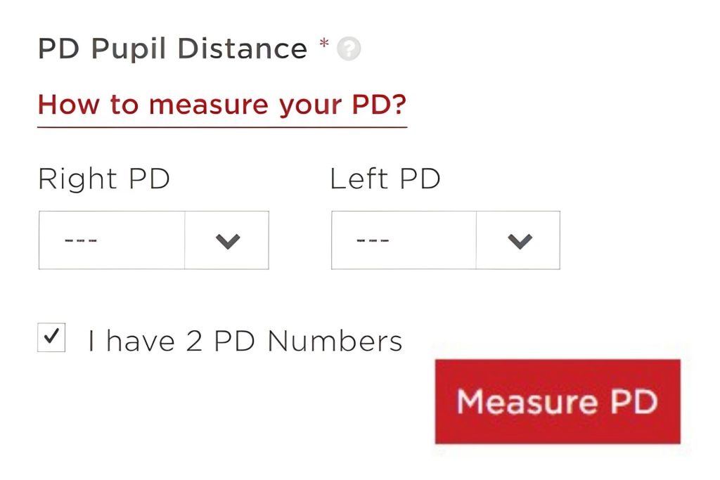 Pupillary distance measurement on EZContacts
