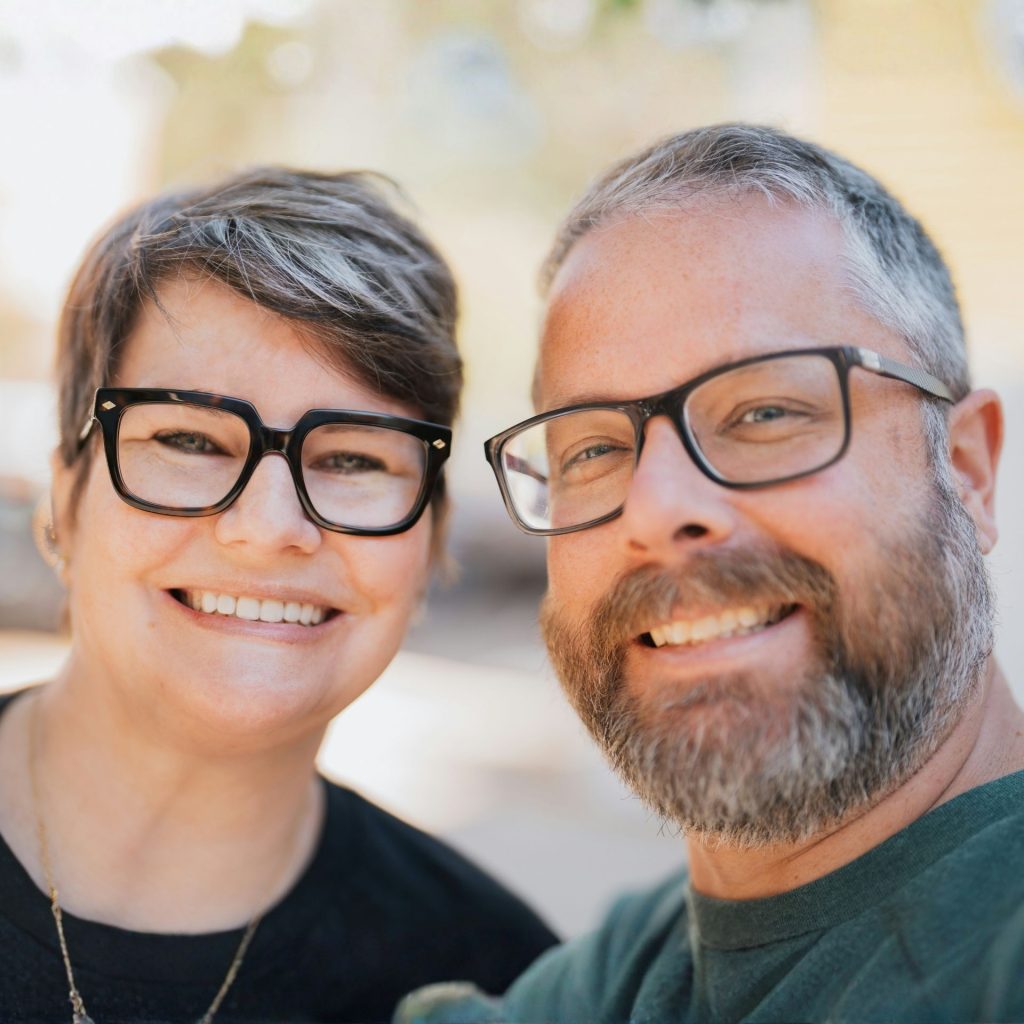 Couple wearing glasses