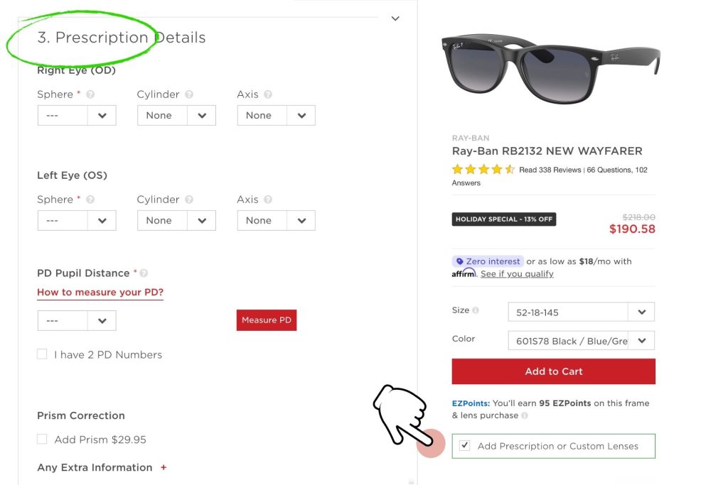 Ray-Ban RB2132 NEW WAYFARER prescription sunglasses