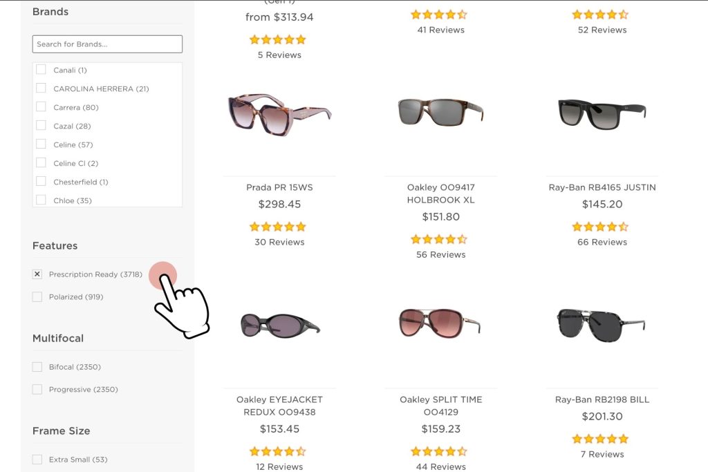 Prescription-ready filter on EZContacts