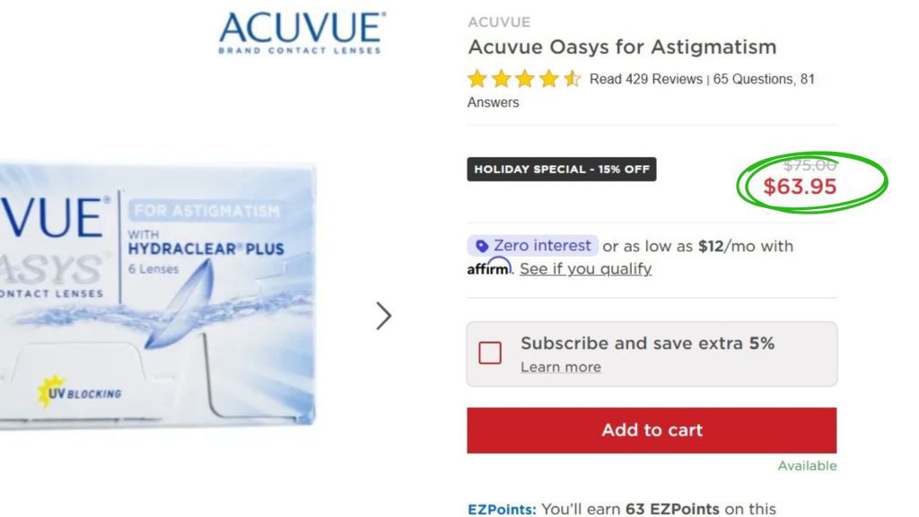 ACUVUE OASYS for Astigmatism at EZContacts