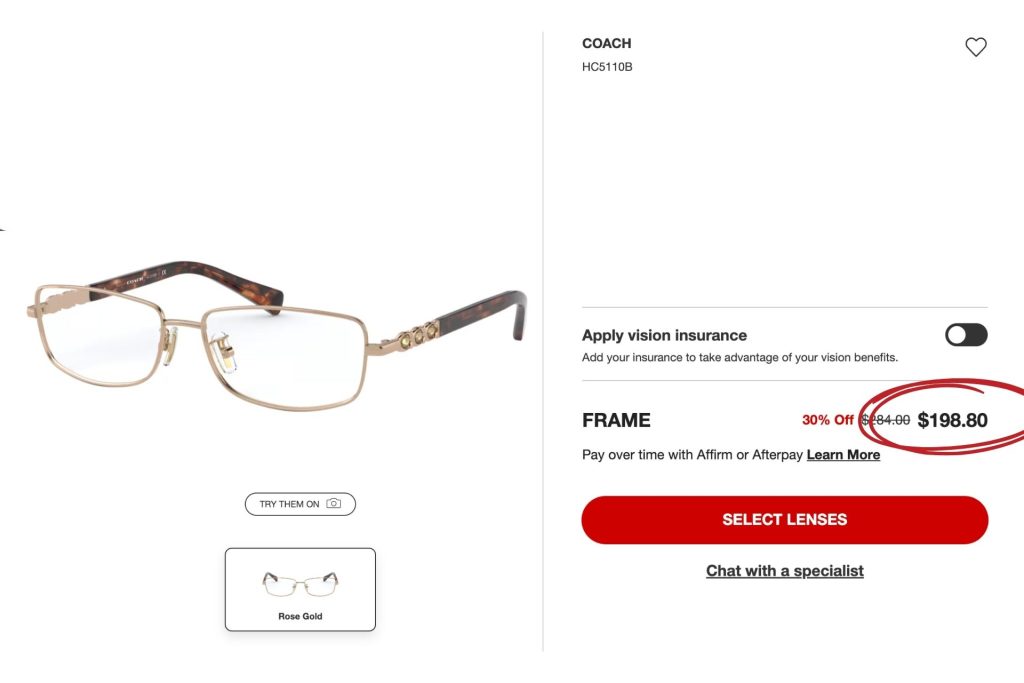 COACH HC5110B glasses at Target Optical
