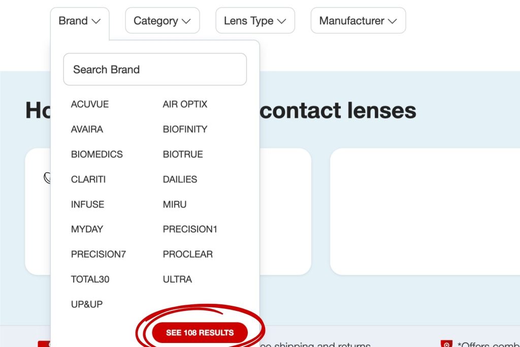 Target Optical number of contact lenses
