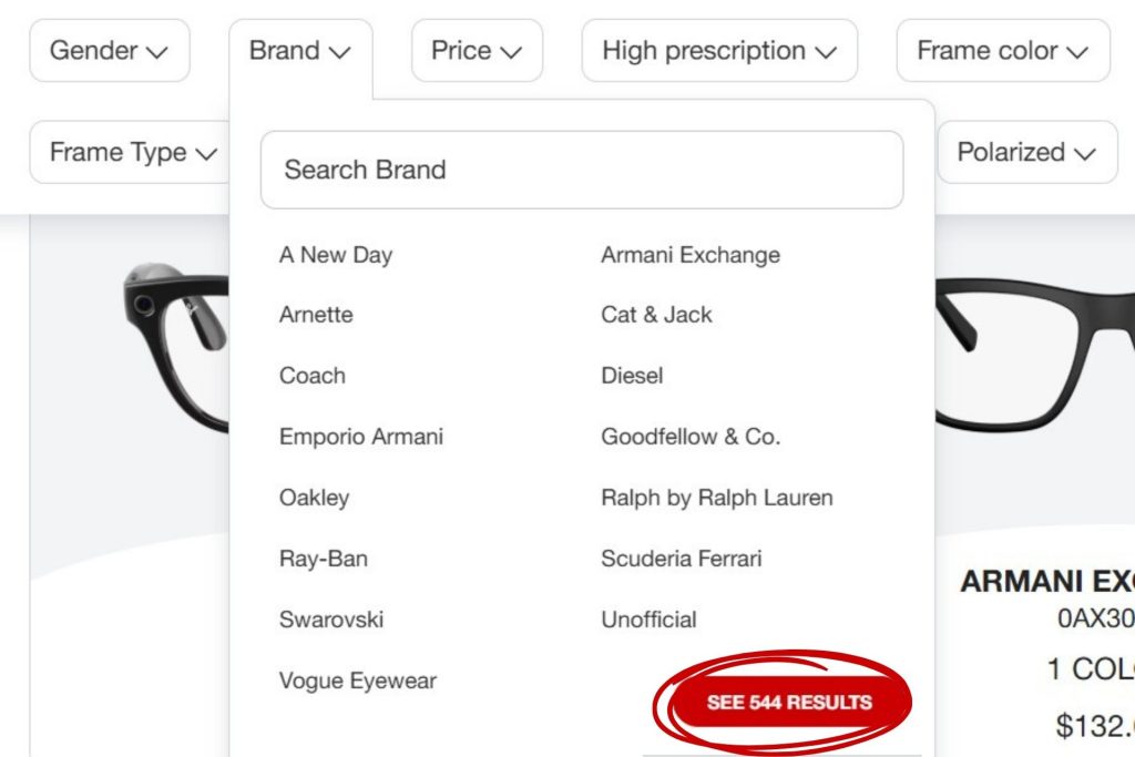Target Optical number of eyeglasses