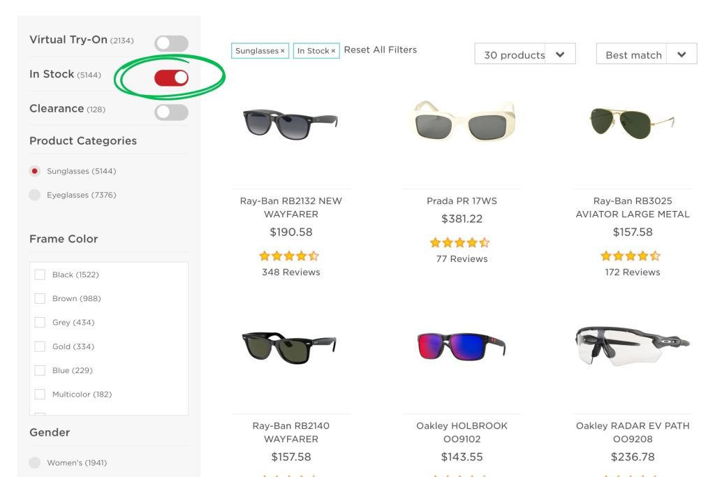 EZContacts in-stock products