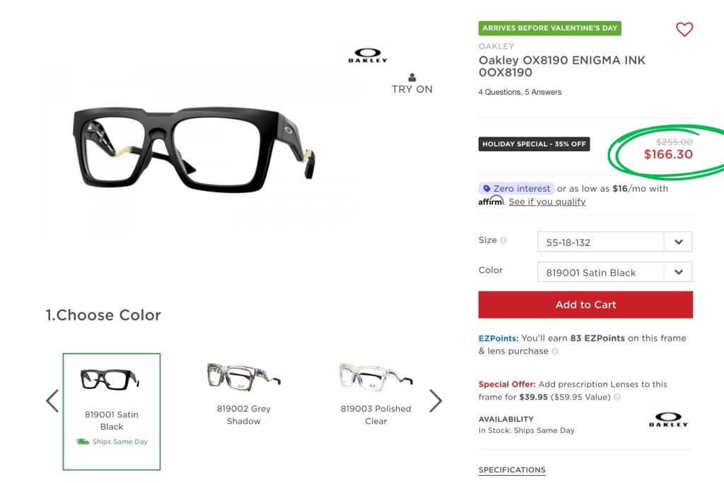 OAKLEY OX8190 glasses with black frames