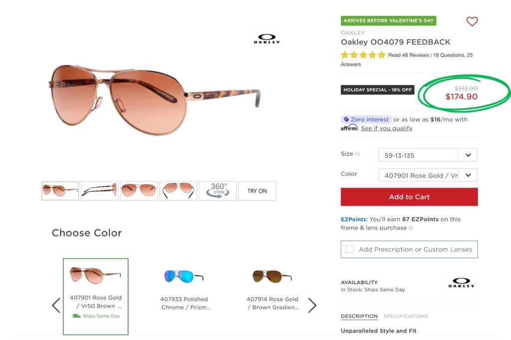 Oakley Feedback sunglasses at EZContacts