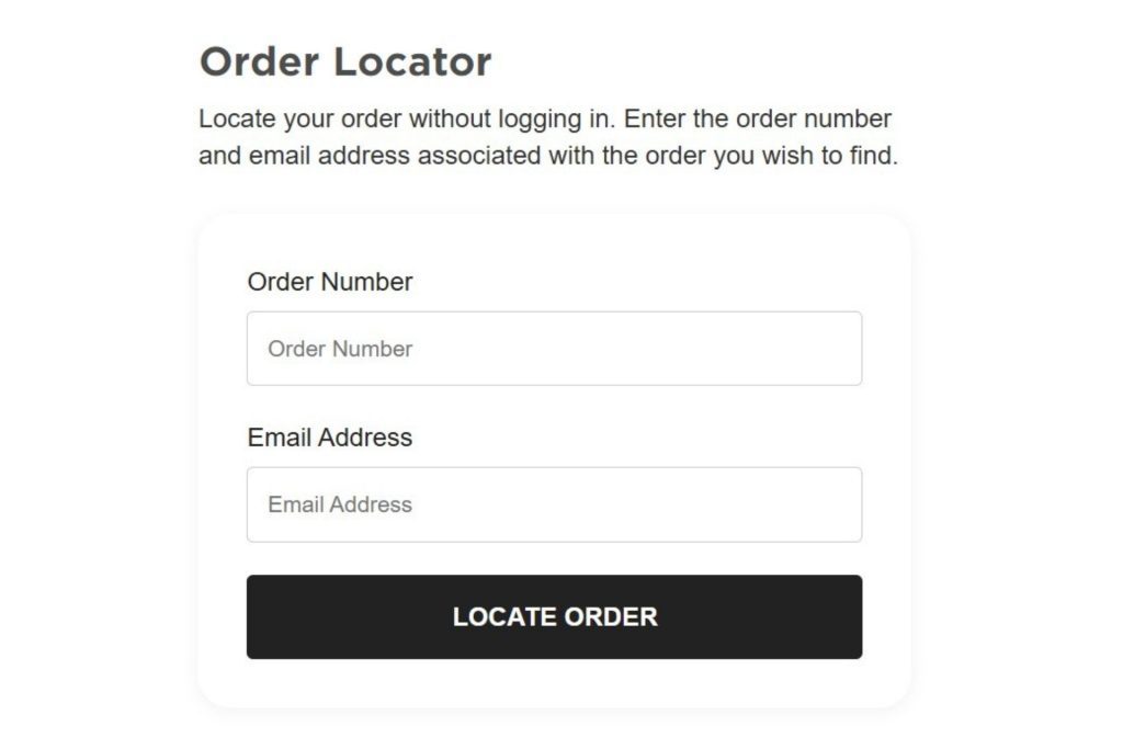 Order Locator form