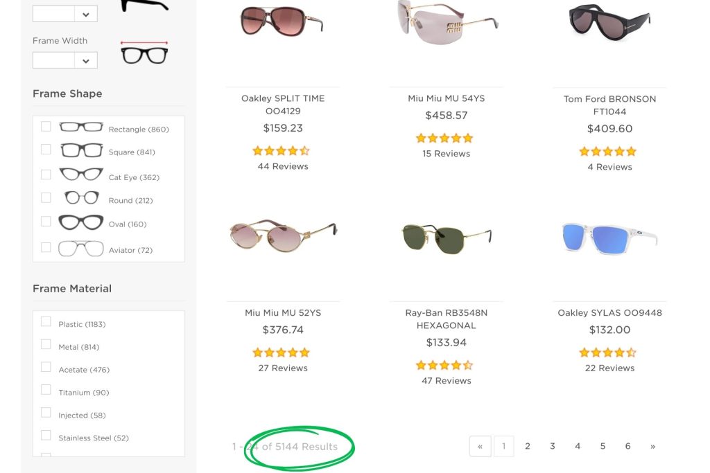 EZContacts number of sunglasses