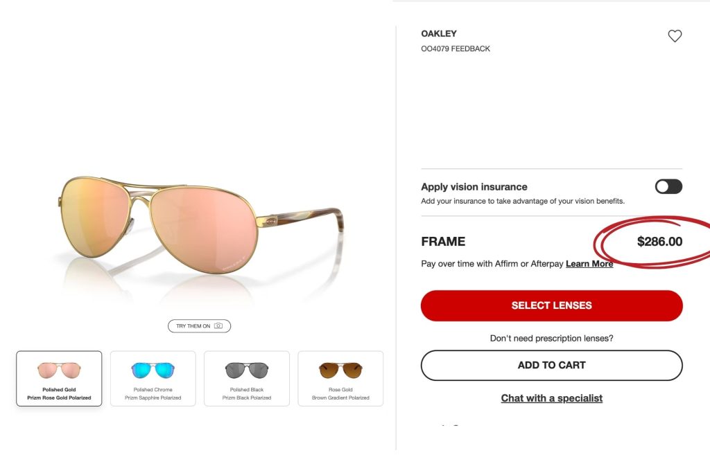 Oakley Feedback sunglasses at Target Optical